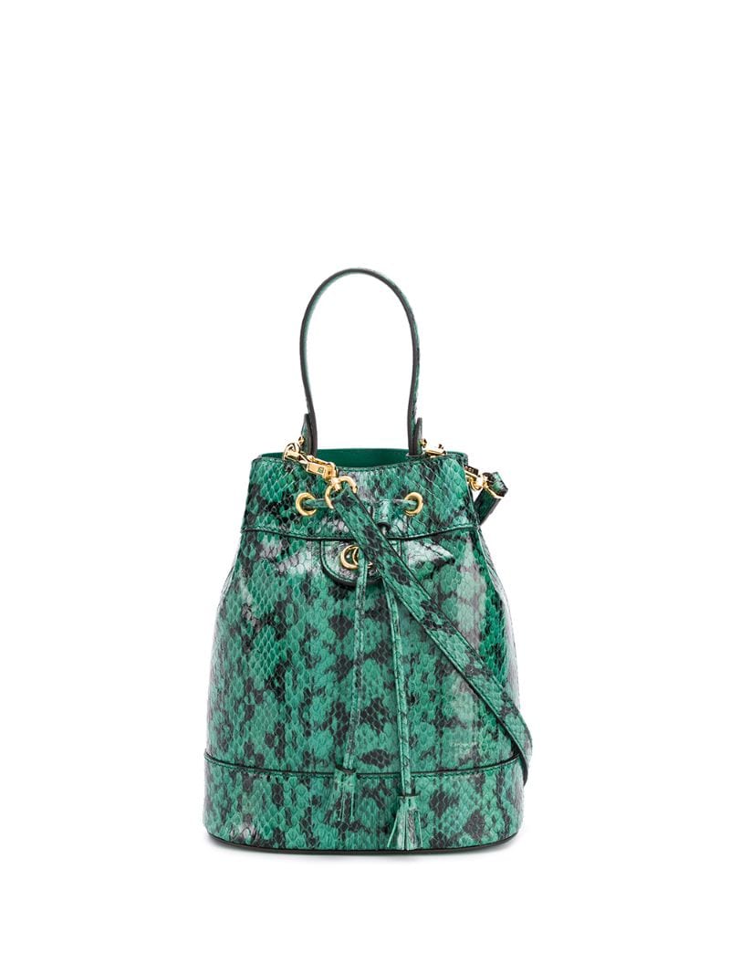 Gucci - Ophidia snakeskin-effect bucket bag - women - Leather - One Size - Green