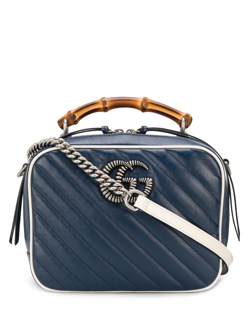 Gucci - logo plaque bamboo handle tote bag - women - Leather - One Size - Blue