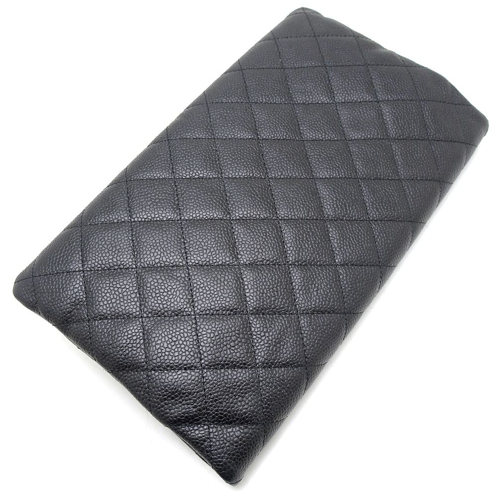 Chanel Clutch Bag Caviar Skin Matelasse Black