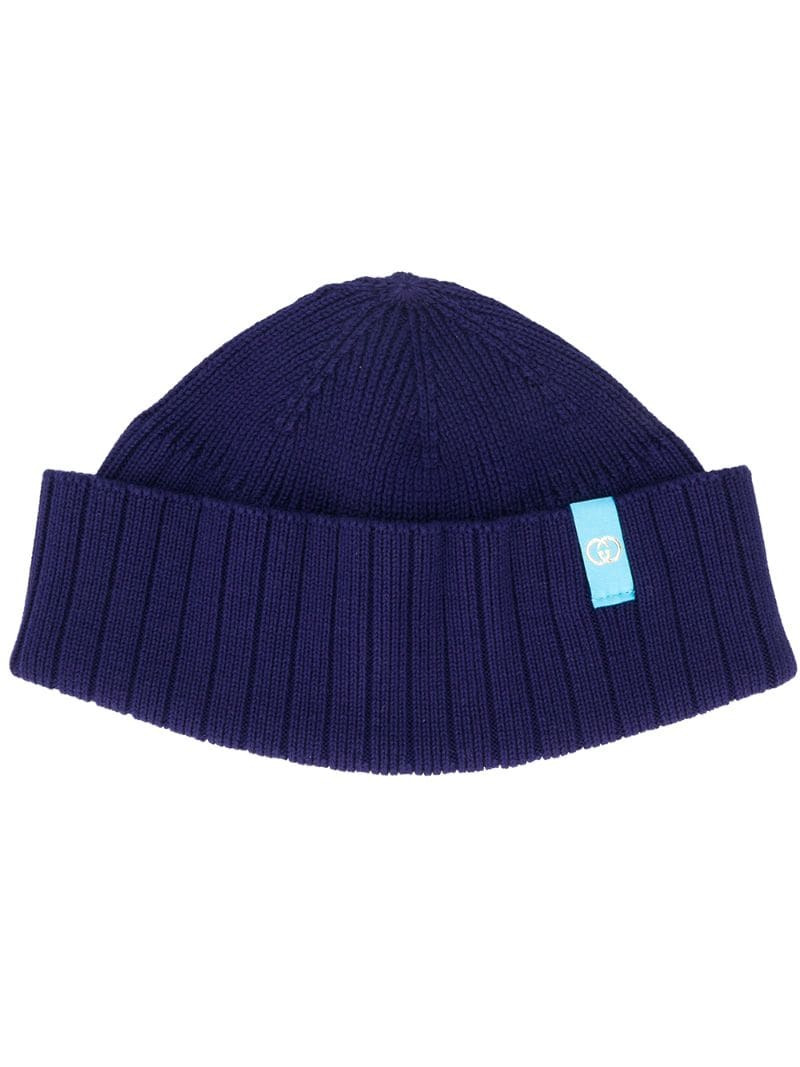 Gucci - logo tag beanie - men - Cotton - S, M, L - Blue