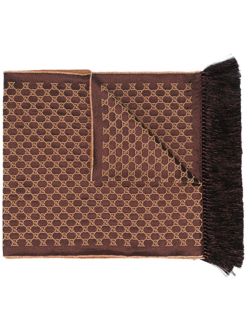 Gucci - GG Supreme scarf - women - Polyamide/Polyester/Viscose/Metallic Fibre - One Size - Brown