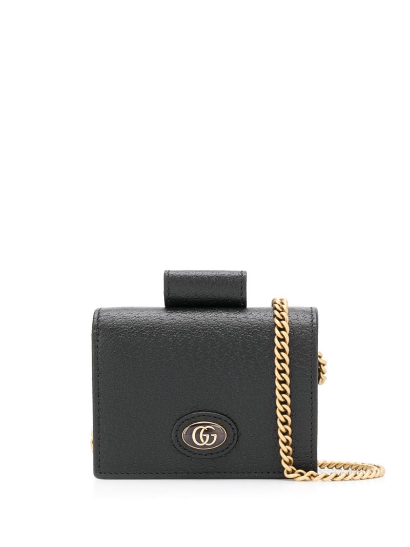 Gucci - chain hardcase wallet - women - Calf Leather - One Size - Black