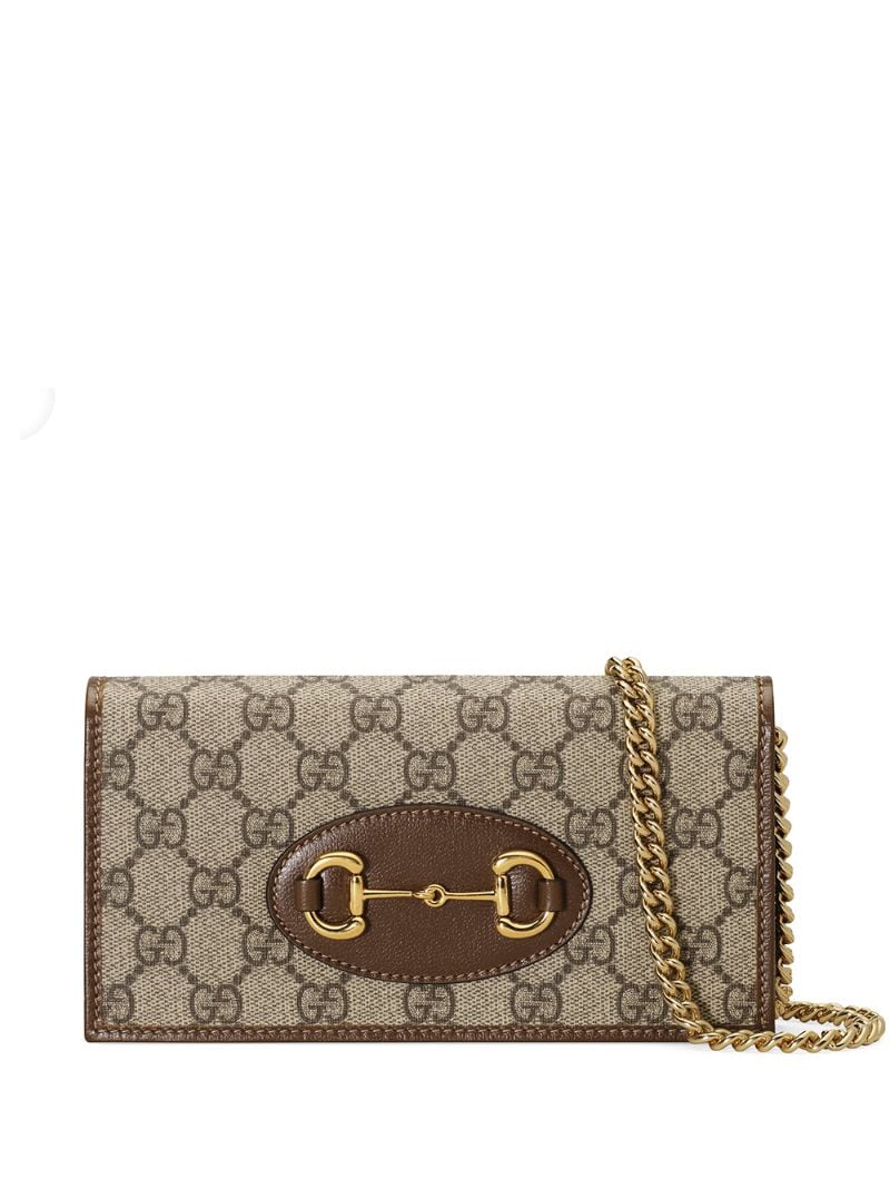 Gucci - Gucci 1955 Horsebit wallet with chain - women - Leather/Suede/Canvas - One Size - Neutrals
