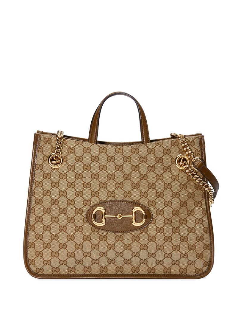 Gucci - Gucci 1955 Horsebit tote bag - women - Cotton/Leather/Canvas - One Size - NEUTRALS