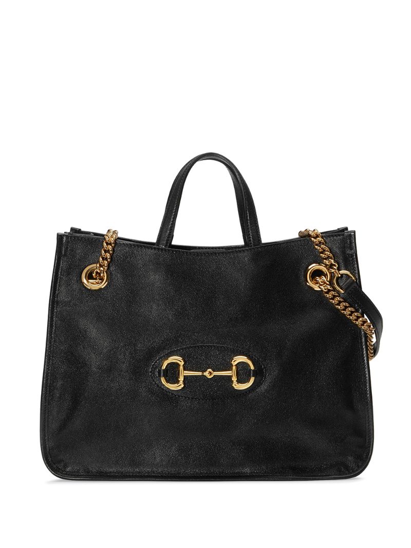 Gucci - Gucci 1955 Horsebit tote bag - women - Cotton/Leather/Gold Plated Metal - One Size - Black