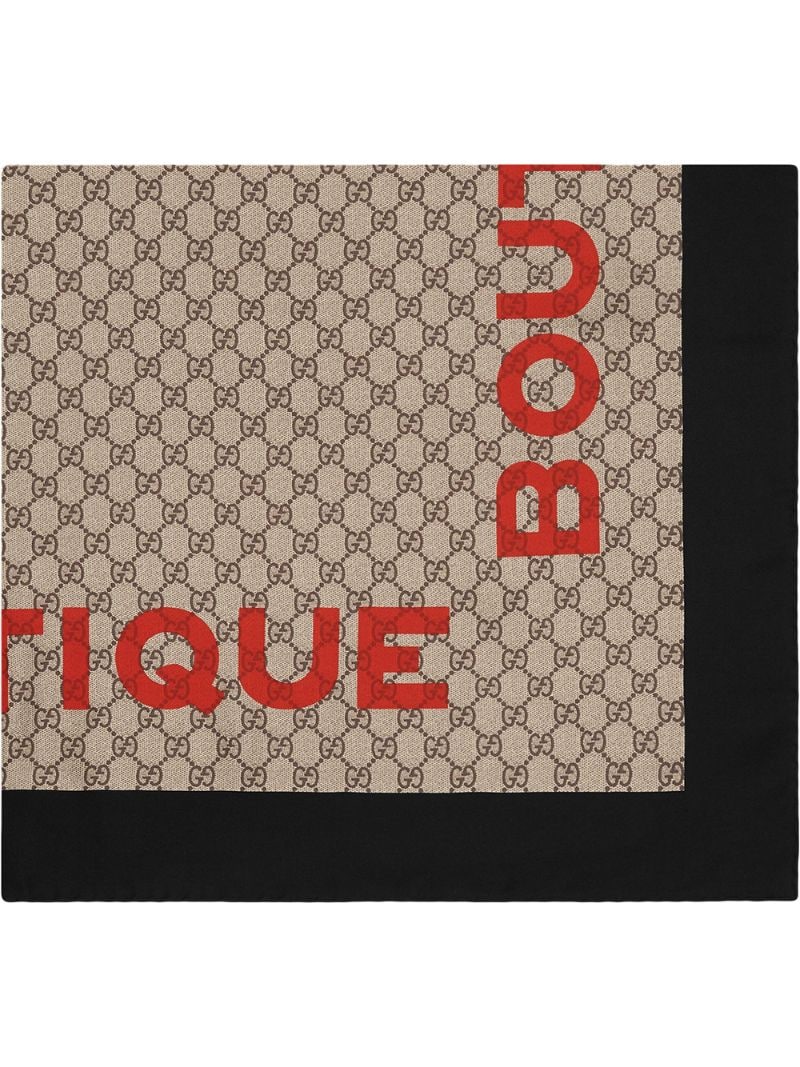 Gucci - Boutique print monogram print scarf - women - Silk - One Size - NEUTRALS