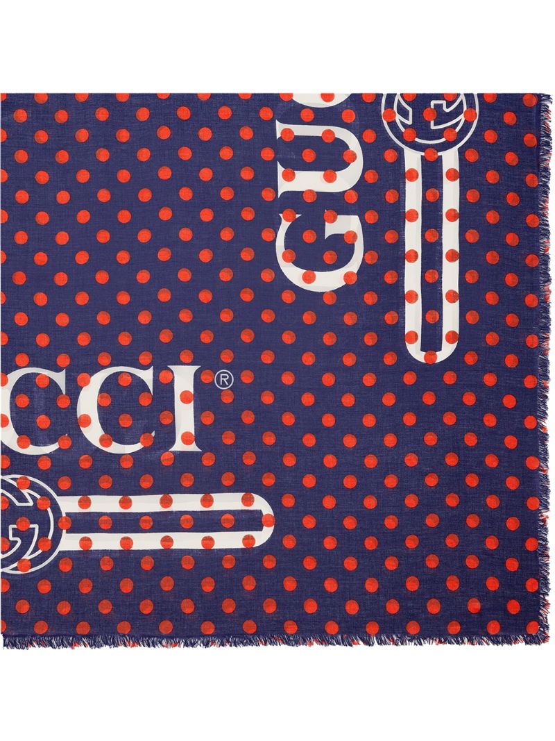 Gucci - logo polka dot shawl - women - Silk/Modal - One Size - Blue