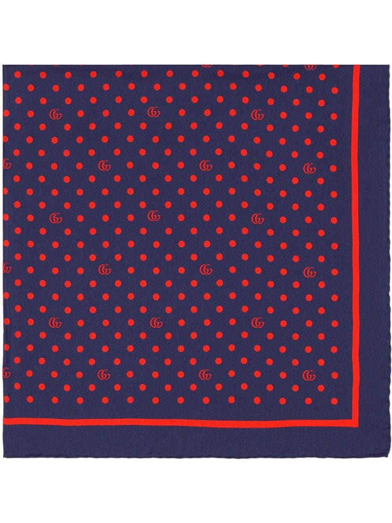 Gucci - polka dot and double G silk scarf - women - Silk - One Size - Blue