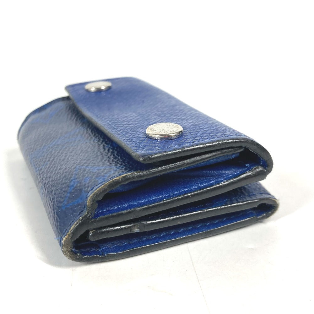 Louis Vuitton Trifold M67620 Taiga Taigalama Discovery Monogram Leather Canvas Blue Wallet Case