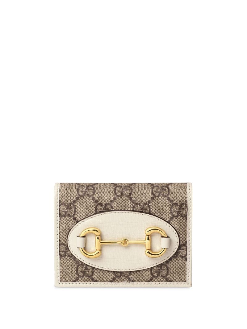 Gucci - Gucci 1955 Horsebit card case wallet - women - Leather/Viscose/Canvas/Gold Plated Metal - One Size - NEUTRALS