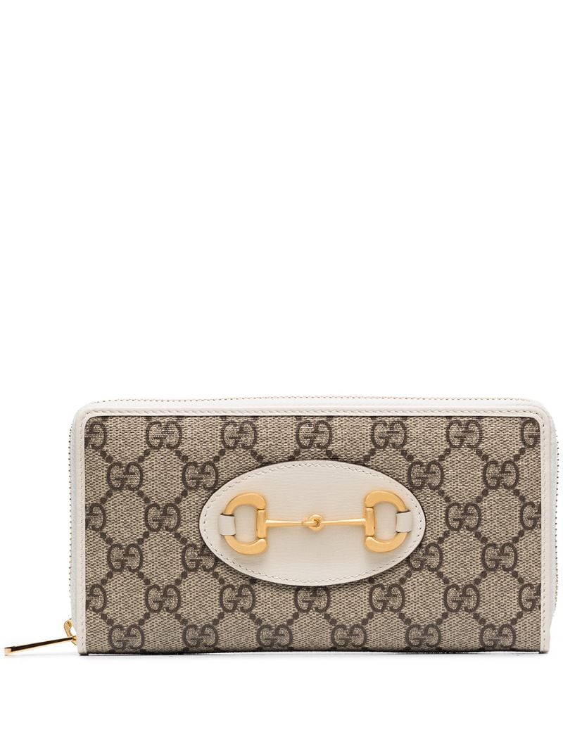 Gucci - Horsebit GG Supreme wallet - women - Leather/Fabric - One Size - Brown