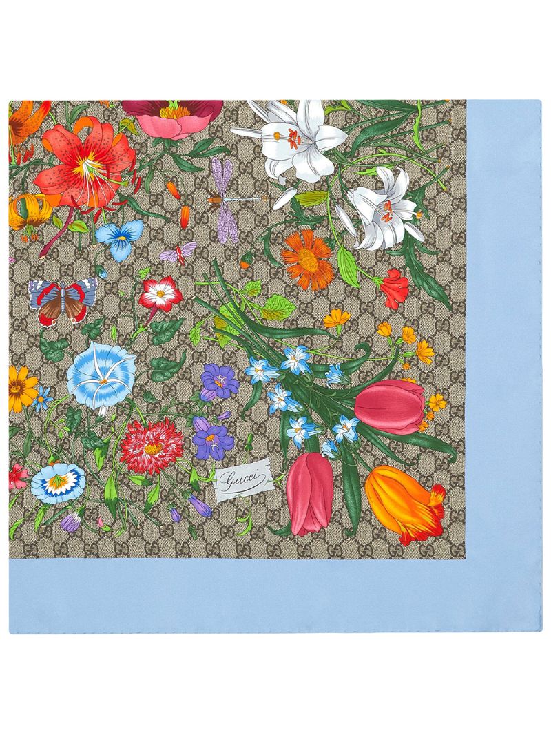 Gucci - GG Flora scarf - women - Silk - One Size - NEUTRALS