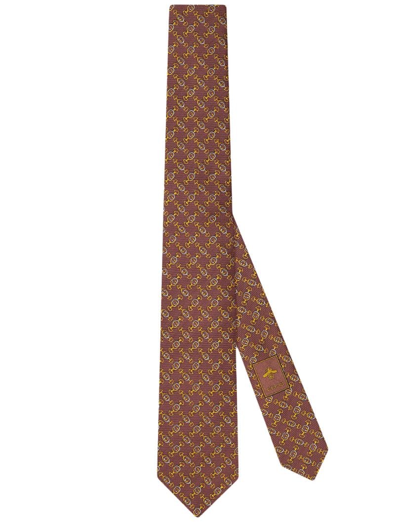 Gucci - horsebit pattern tie - men - Silk/Wool - One Size - PINK