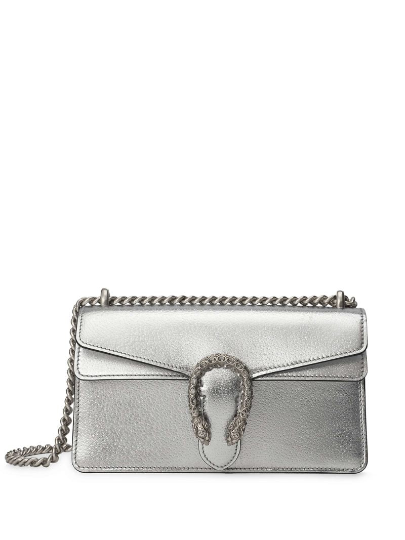 Gucci - small Dionysus shoulder bag - women - Leather/Crystal/Microfibre - One Size - SILVER