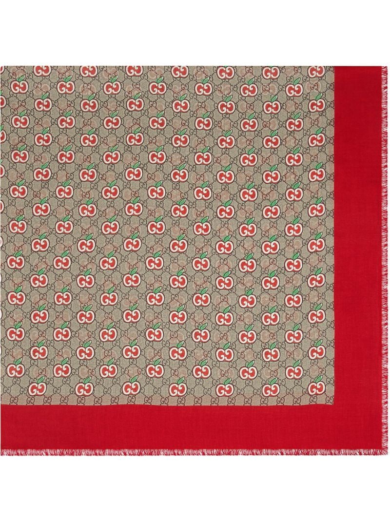 Gucci - Chinese Valentine's day print shawl - women - Silk/Modal - One Size - Neutrals