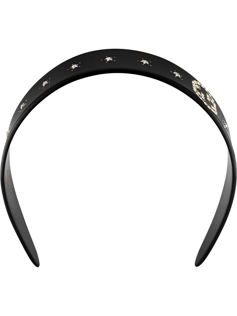 Gucci - crystal interlocking G headband - women - Crystal/Resin - One Size - Black