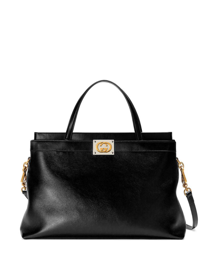 Gucci - Interlocking G tote bag - women - Lamb Skin/Viscose/metal - One Size - Black