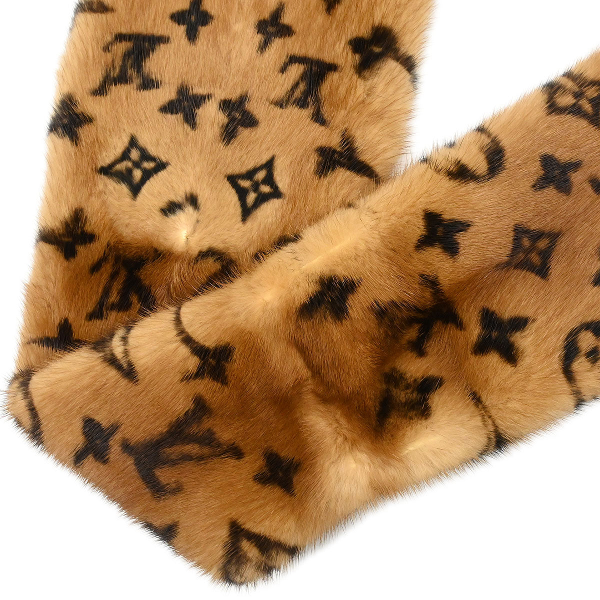 Louis Vuitton * Monogram Mink Shawl Stole Style 2