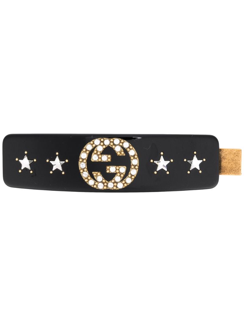 Gucci - Interlocking G hair slide - women - Crystal/Resin/metal - One Size - Black