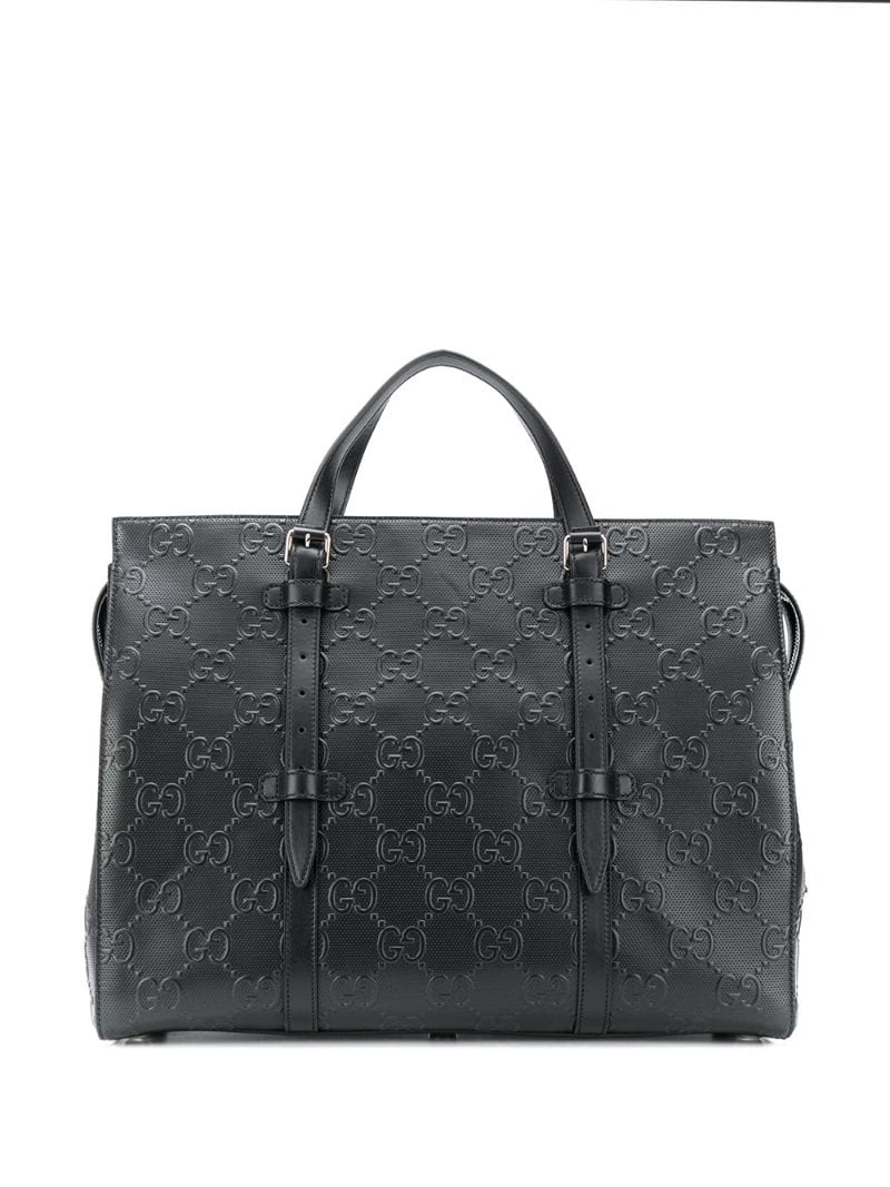 Gucci - leather debossed GG holdall bag - men - Leather - One Size - Black