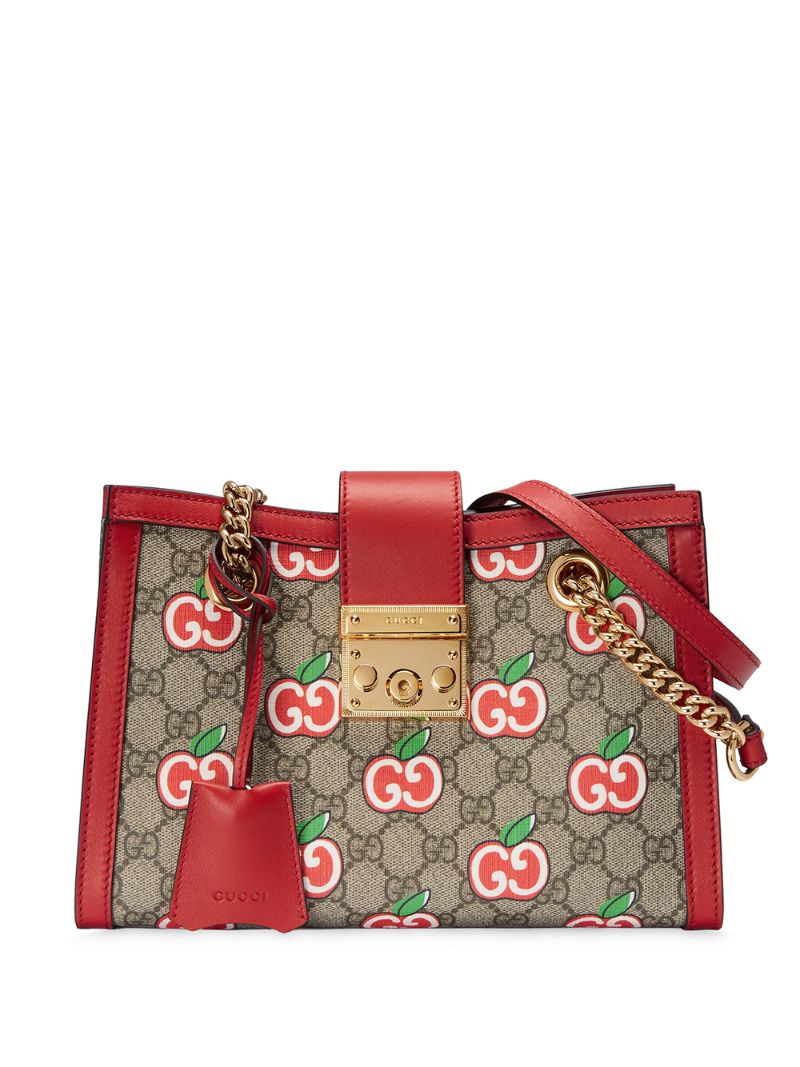 Gucci - small Chinese Valentine's Day Padlock GG shoulder bag - women - Leather/Canvas/Gold Plated Metal/Microfibre - One Size - NEUTRALS