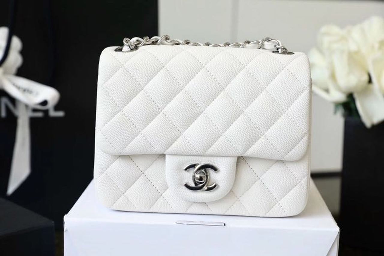 Chanel Classic Top Qualityap Bag Hardware For Women White Silver Travel Bag
