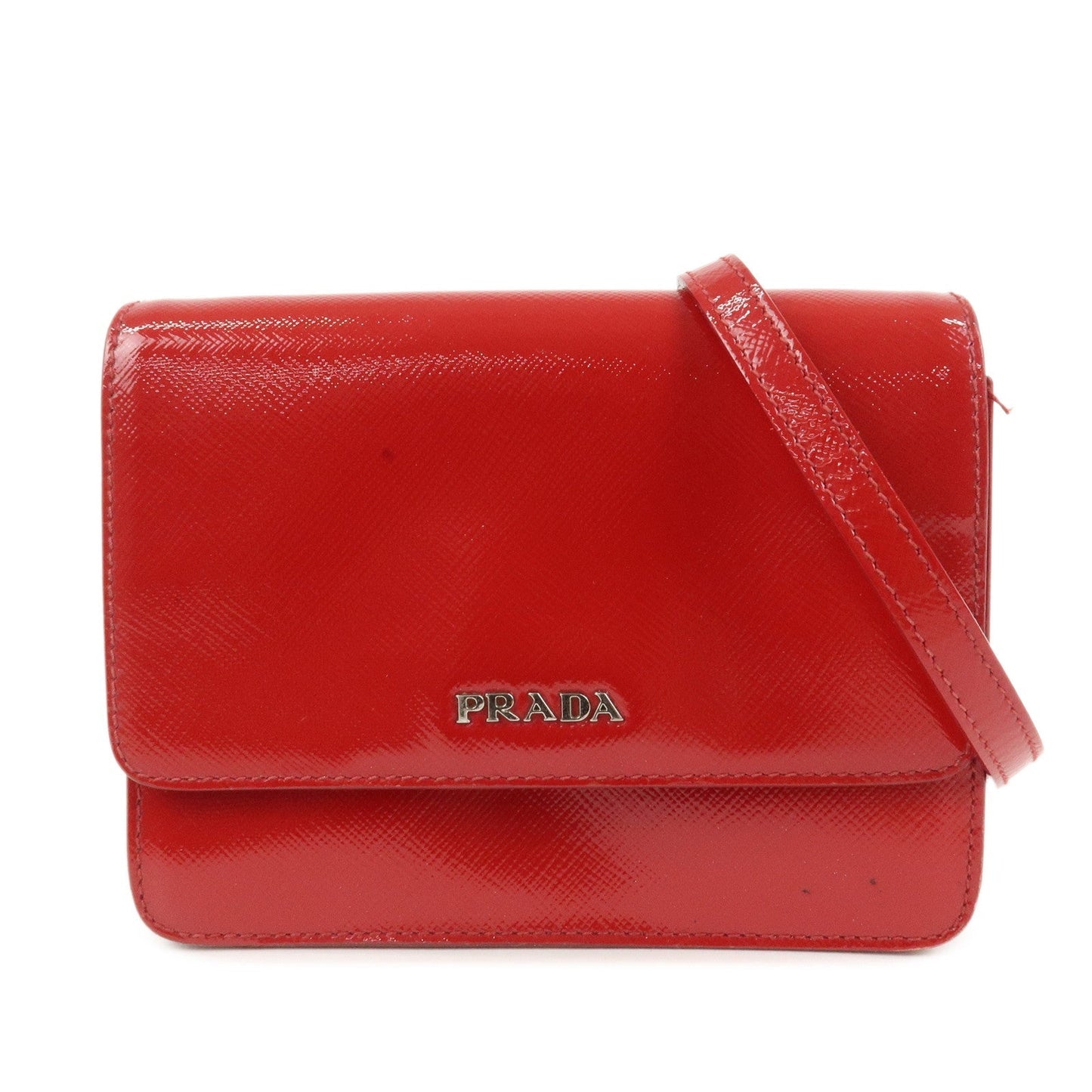 Shoulder Bag 2Way Clutch Bag Leather Saffiano Red