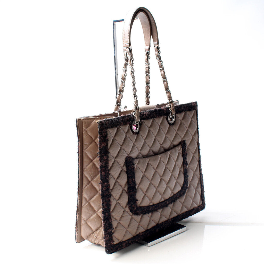 Chanel Tweed Trim Shopping 20 Mil Tote Bag