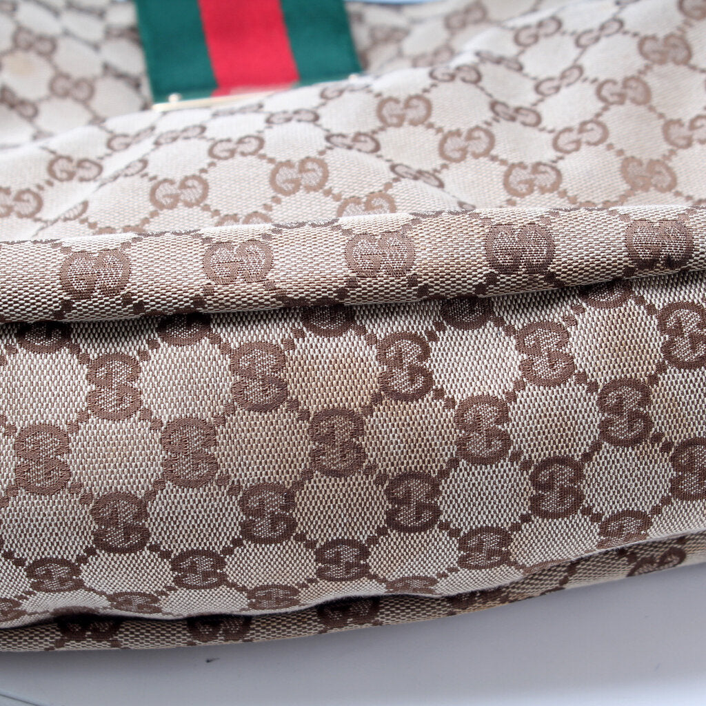 Gucci GG Web Canvas Shoulder Bag Canvas Hobo