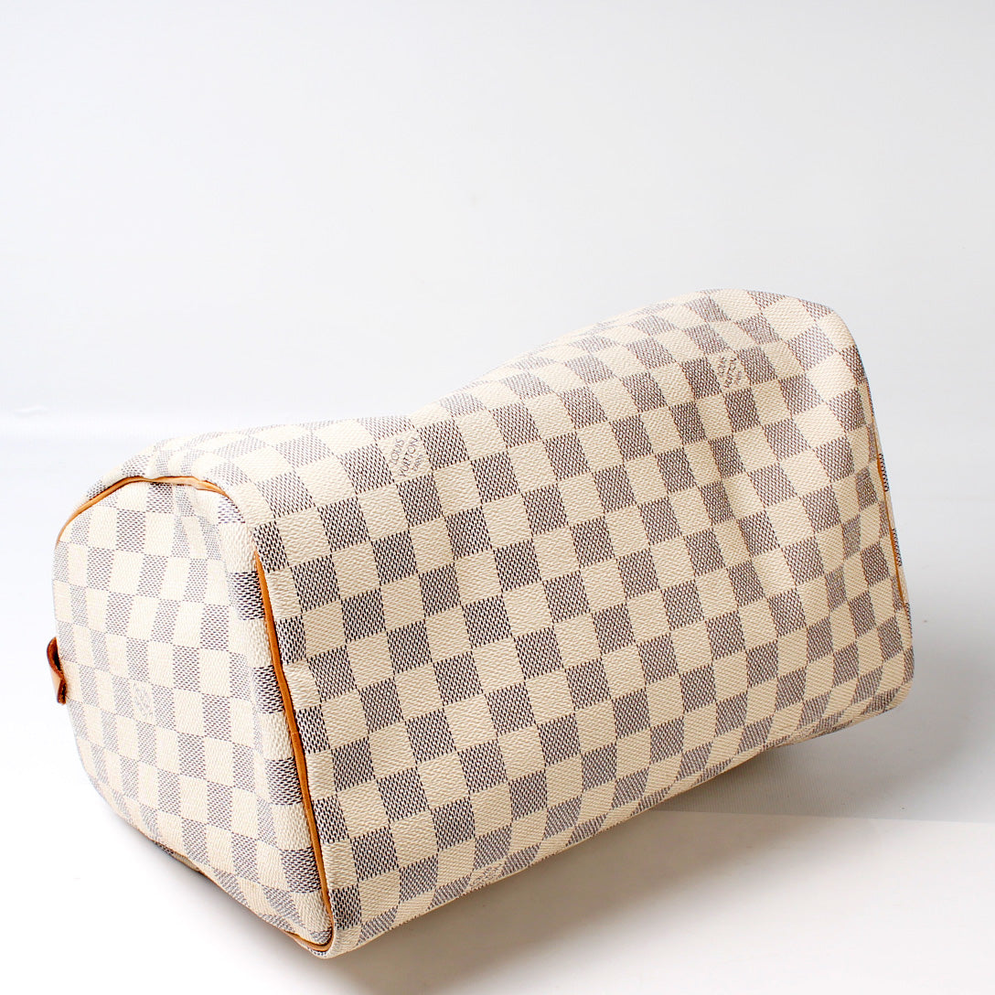 Louis Vuitton Speedy 30 Azur Damier Handbag Azur 10