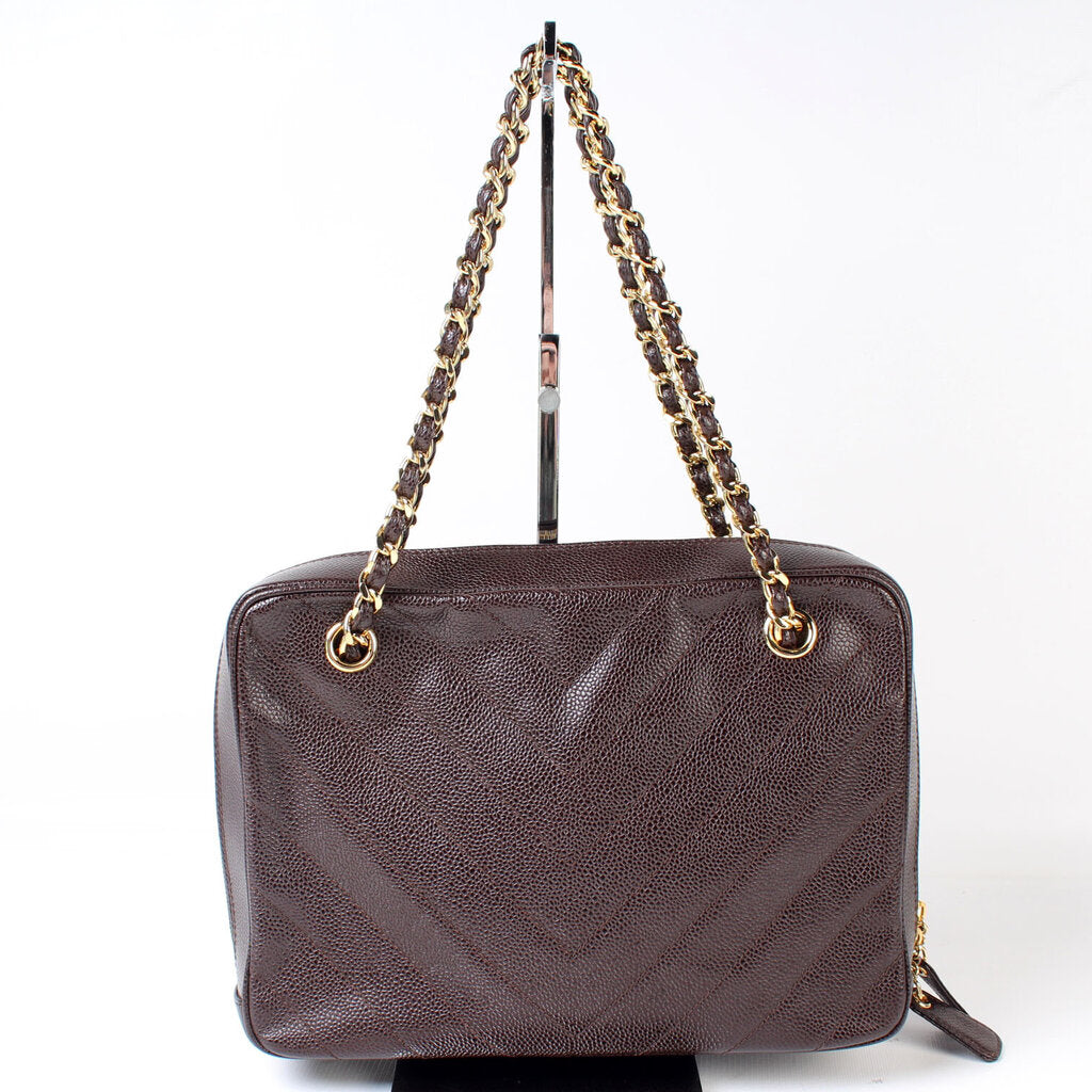 Chanel CC Chevron Pocket Camera Caviar 6M Handbag