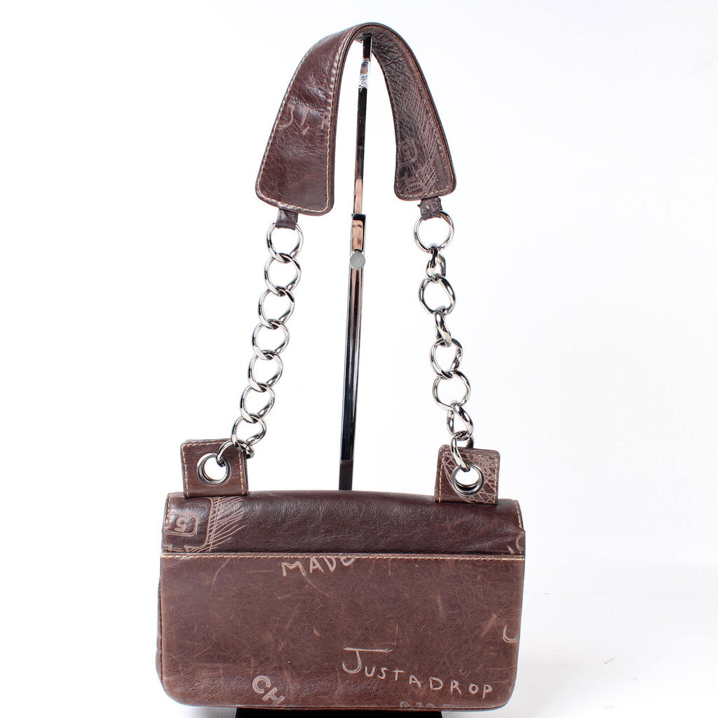 Chanel Classic Graffiti Embellished Flap 8M Leather Handbag
