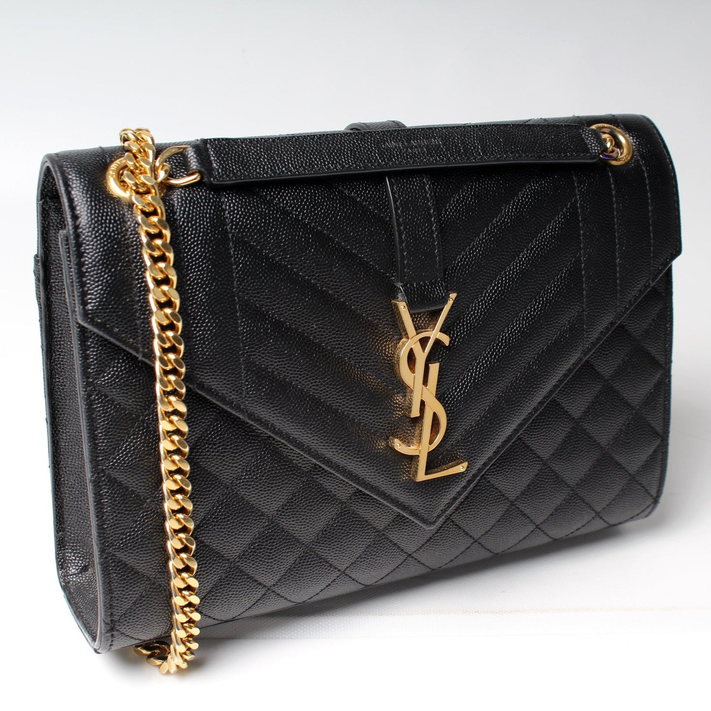 YSL Saint Laurent Saint Laurent Envelope Chevron Bag Medium Chain Travel Bag