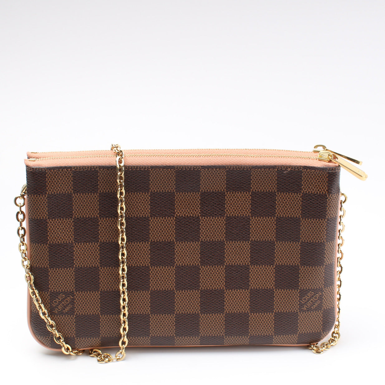 Louis Vuitton Pochette Double Zip Ebene Damier Clutch Bag