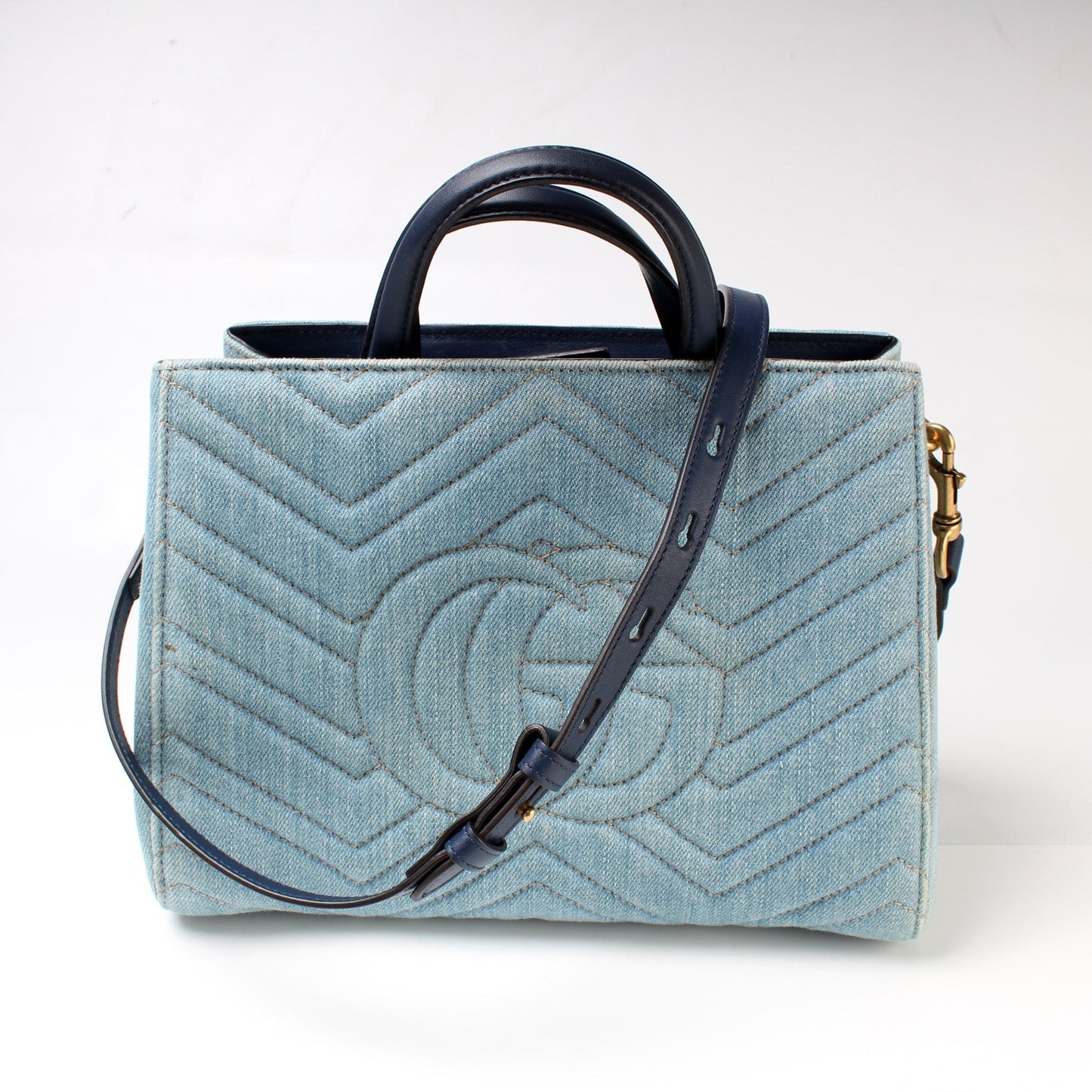 Gucci Marmont Denim Top Handle Travel Bag