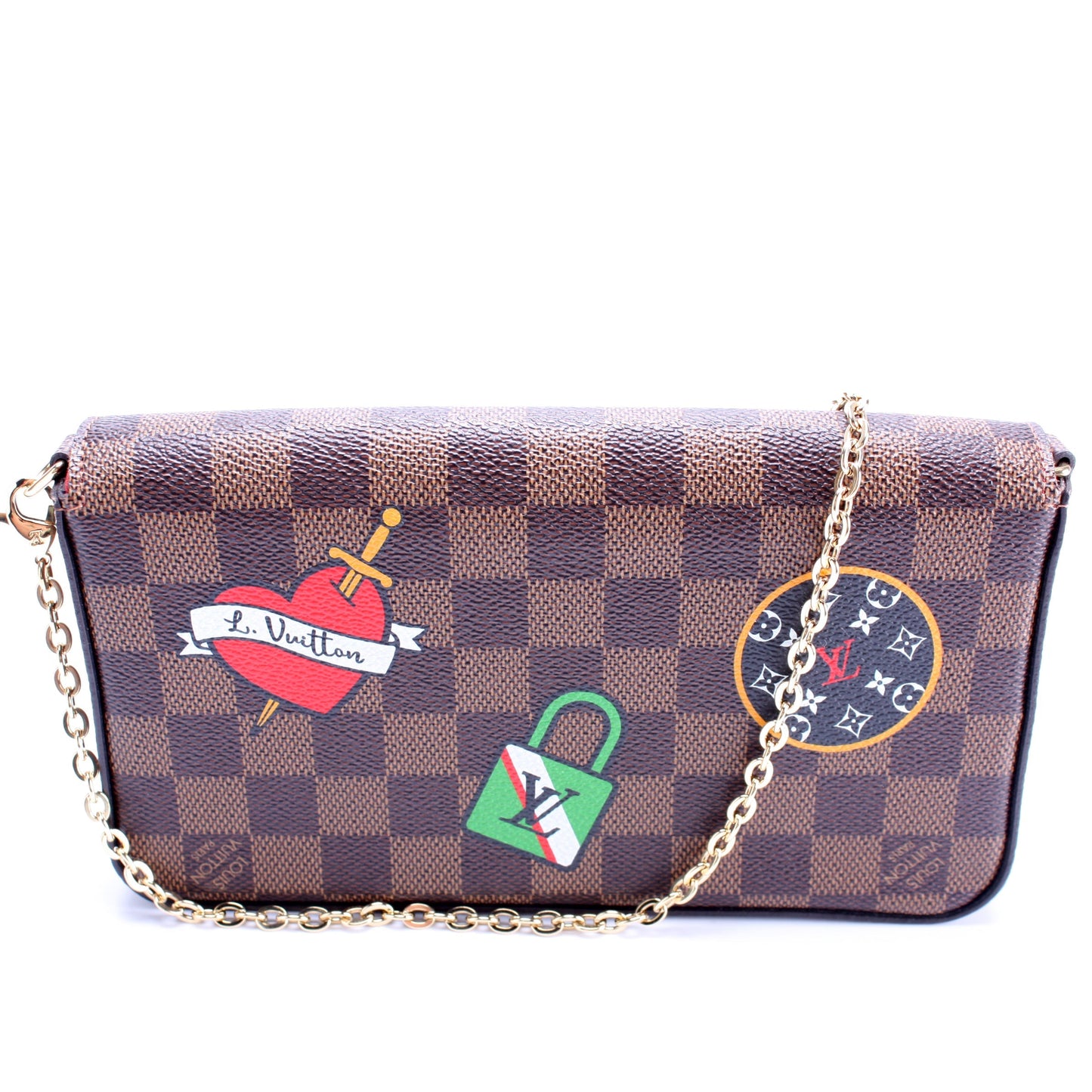 Louis Vuitton Pochette Felicie Ebene Patches Damier Clutch Bag