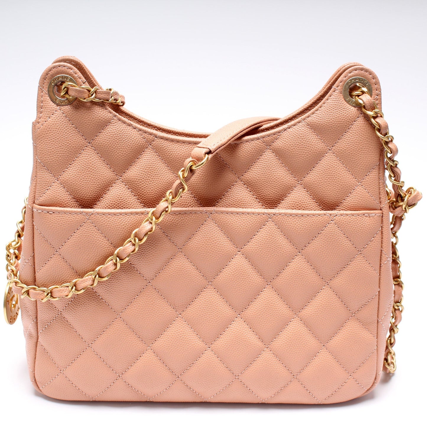 Chanel CC Wavy Hobo Quilted Caviar Shoulder Bag
