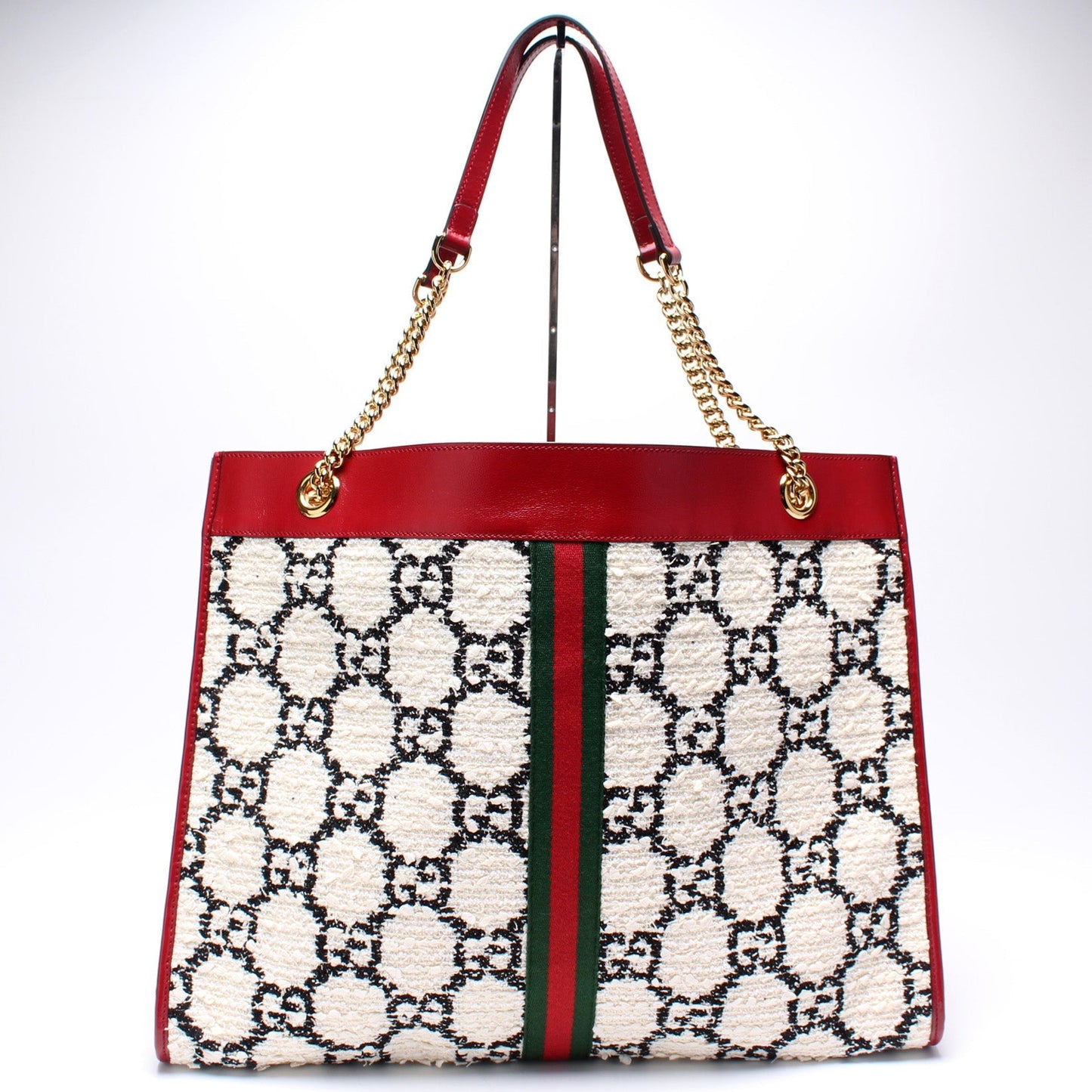 Gucci Tweed Rajah GG Chain Tote Bag