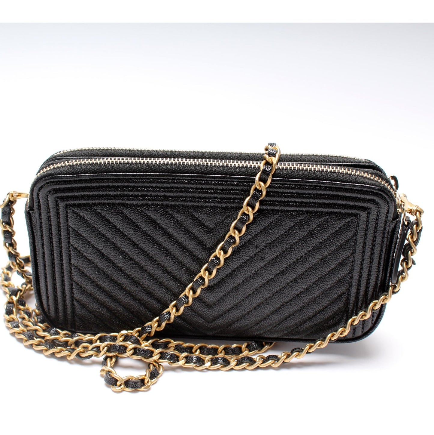Chanel WOC Boy Double Zip Clutch Bag