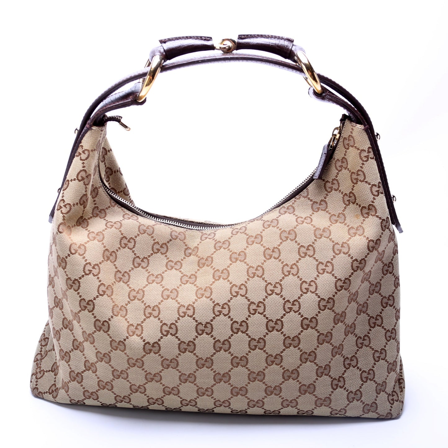 Gucci Horsebit GG Canvas Shoulder Bag Hobo 1