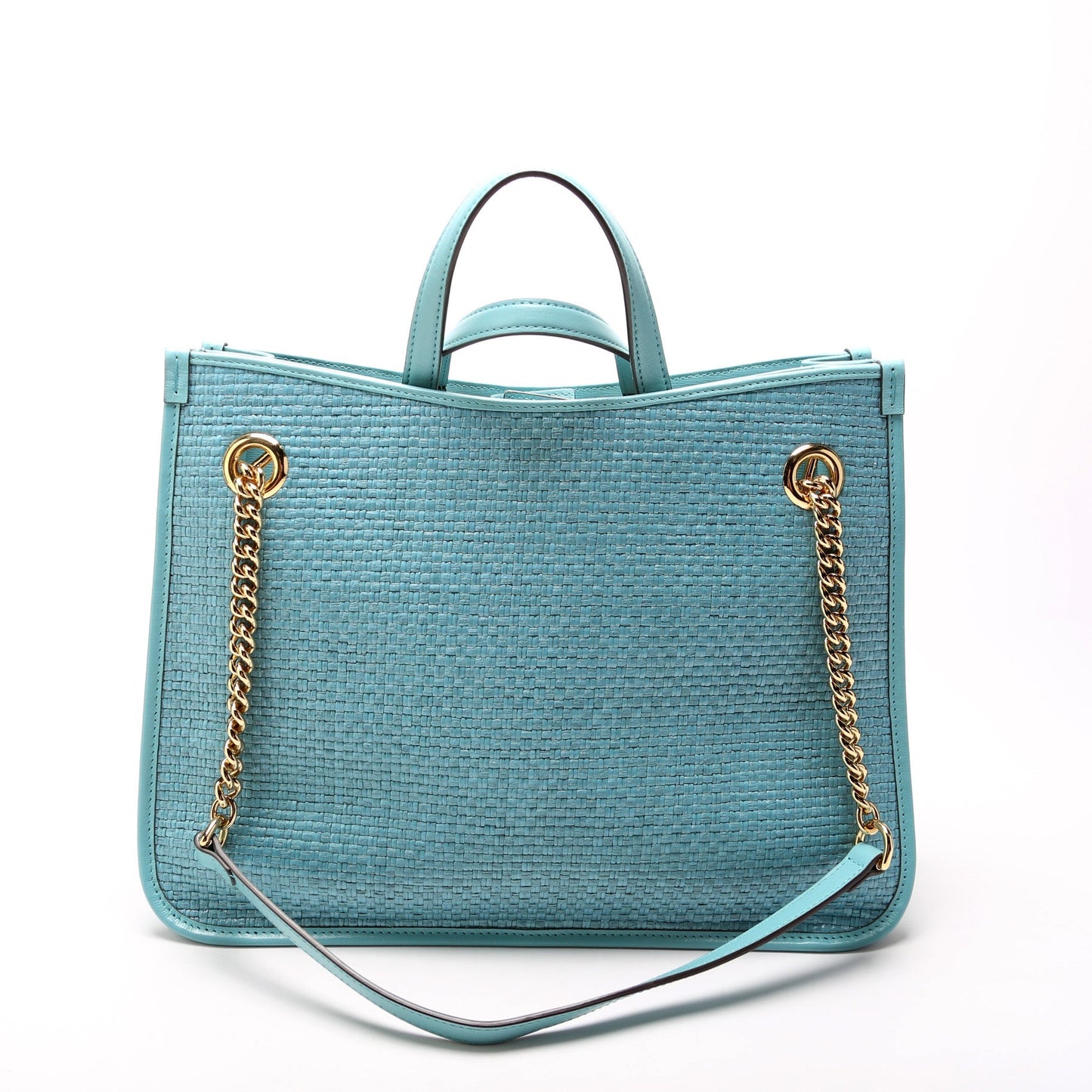 Gucci Horsebit Raffia Chain Tote Bag