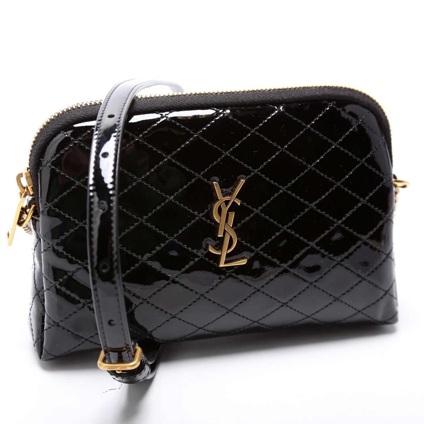 YSL Saint Laurent Saint Laurent Gabby Zip Pouch Patent Bag Chain Travel Bag