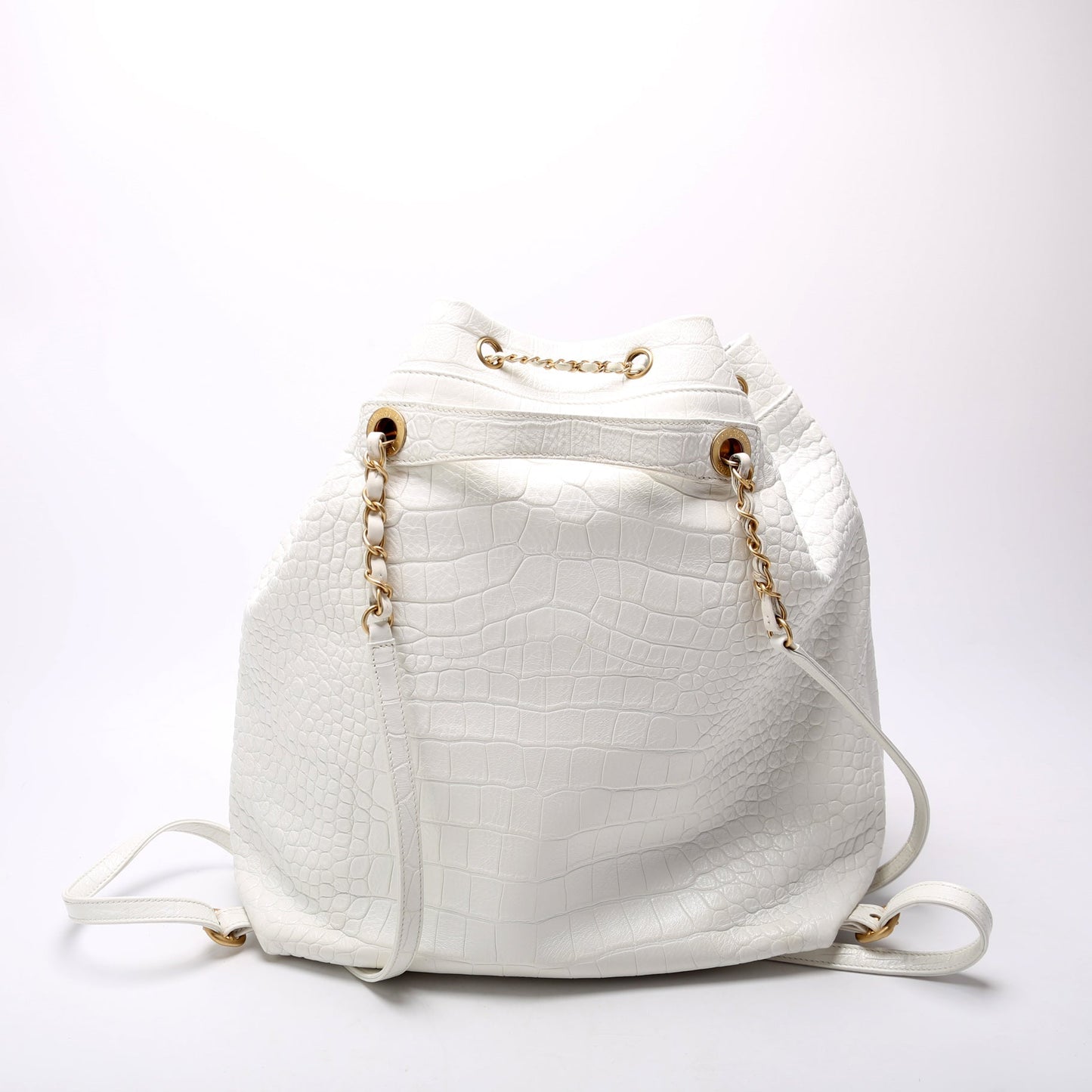 Chanel Drawstring Backpack Crocodile Embossed 28M Jewelry