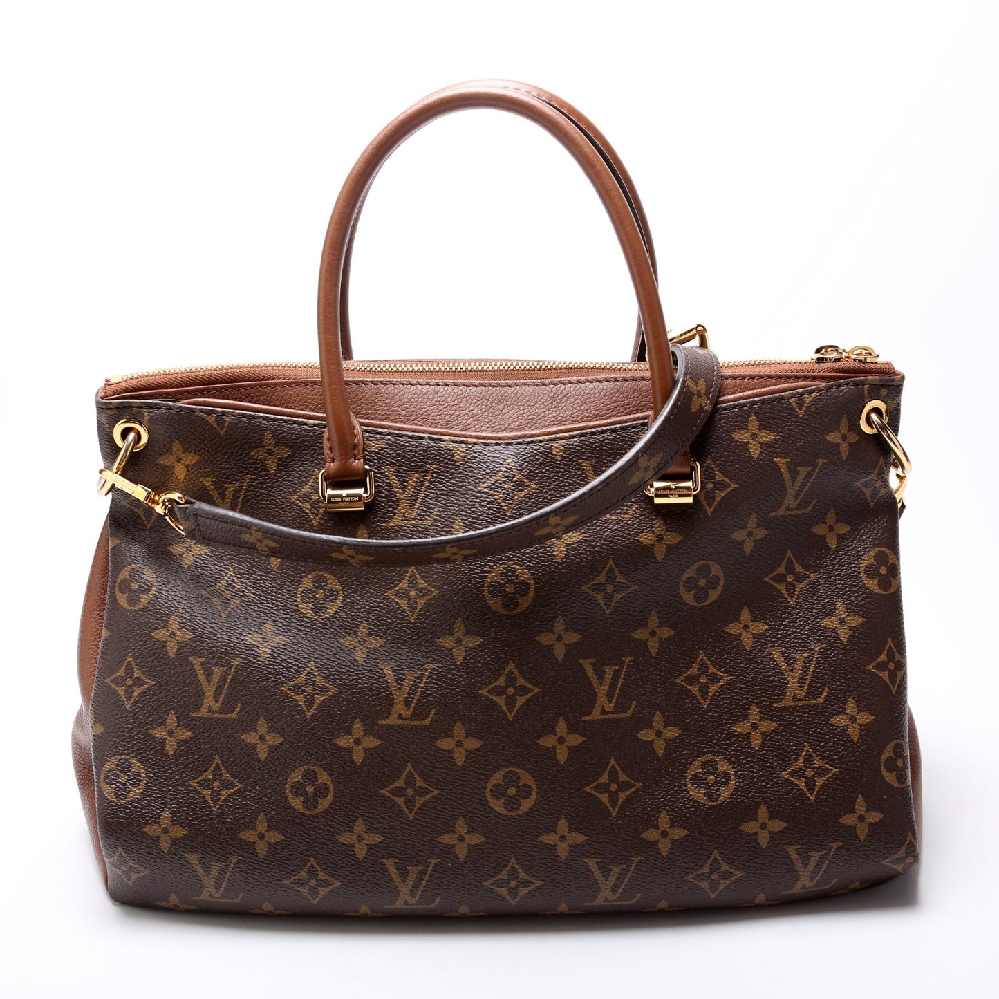 Louis Vuitton Pallas Side Monogram Leather Tote Bag Leather Side