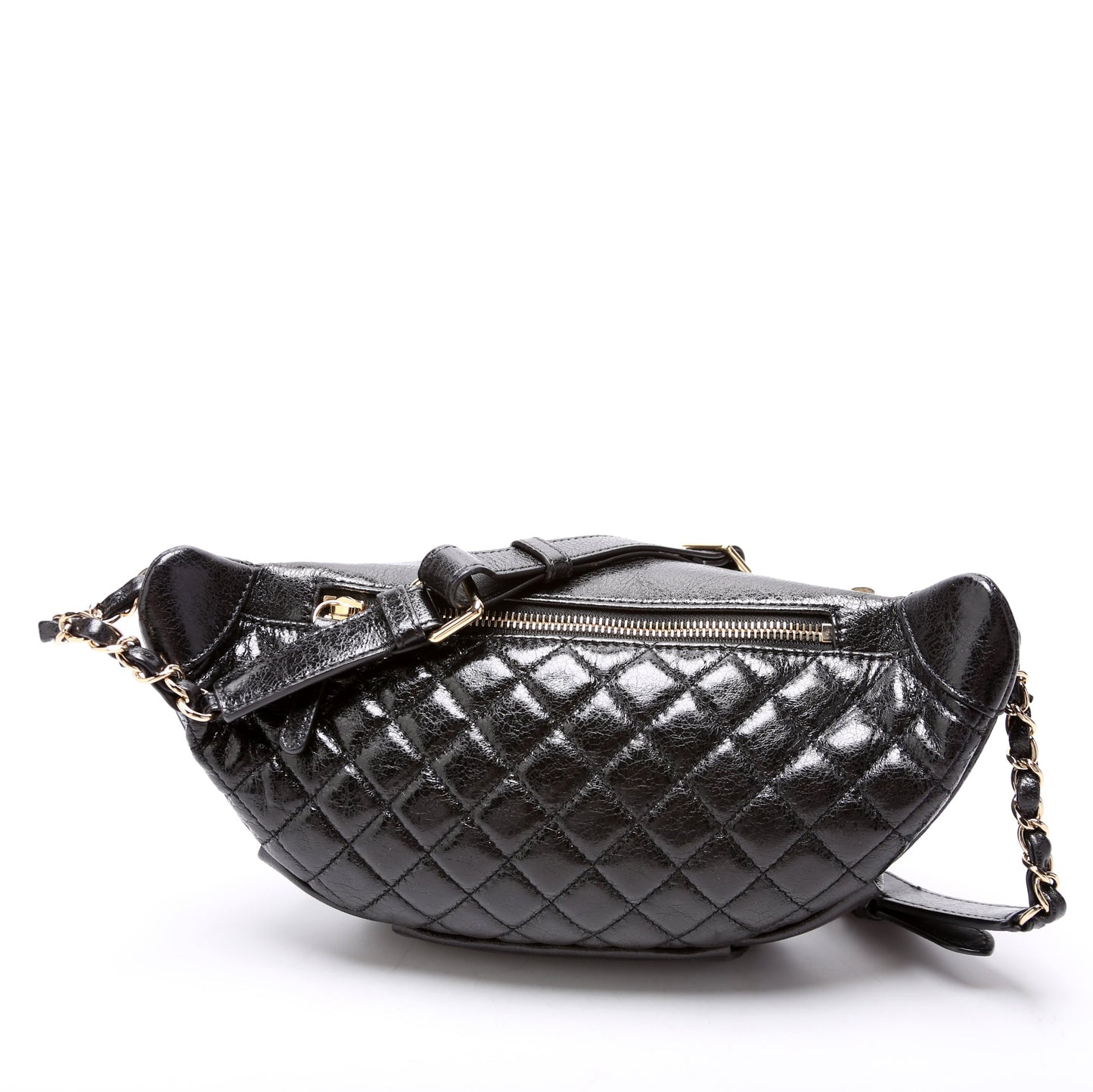 Chanel CC Waist Quilted Crumpled Glazed Lambskin Handbag