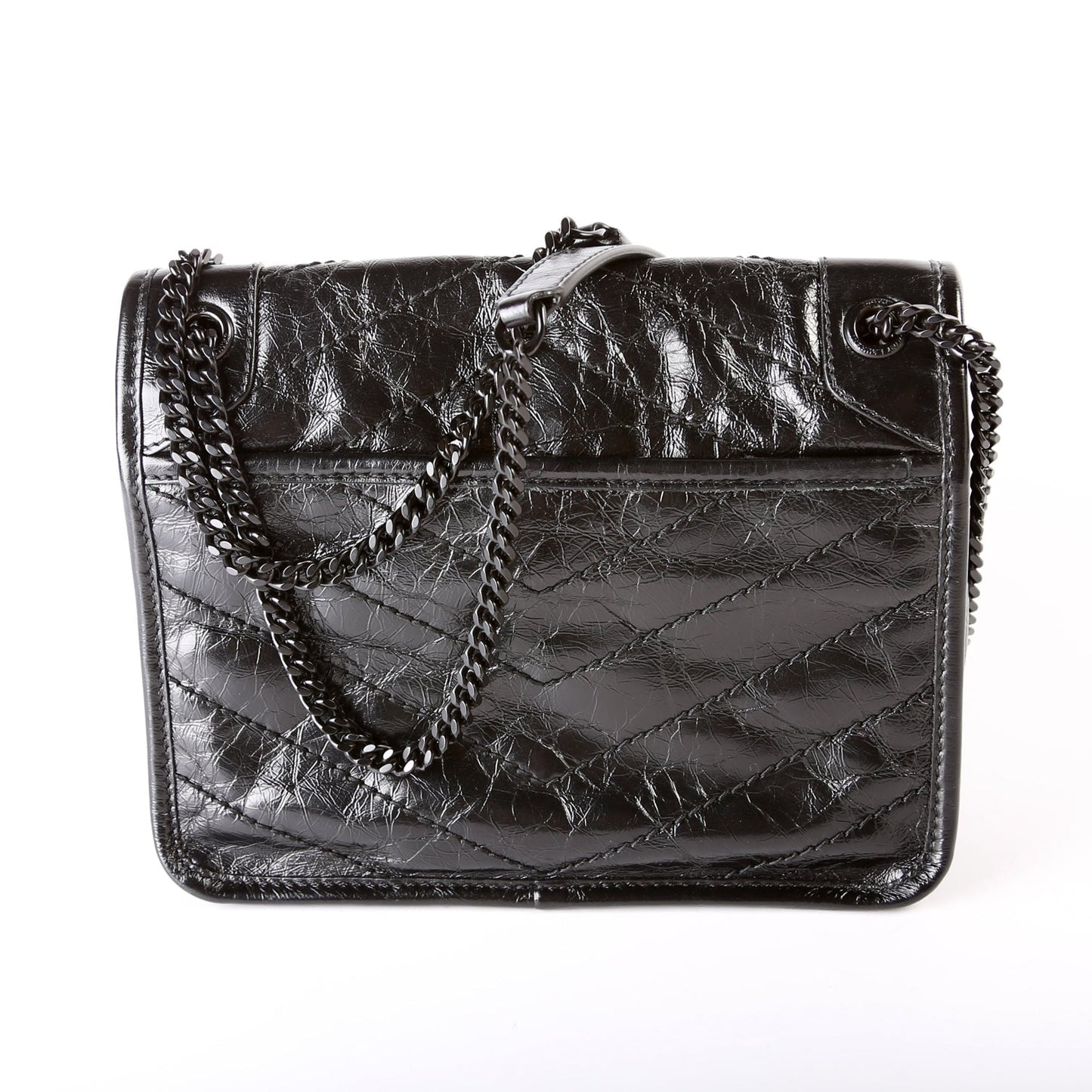 YSL Saint Laurent Saint Laurent Niki Baby Crinkled Bag Leather Black Travel Bag