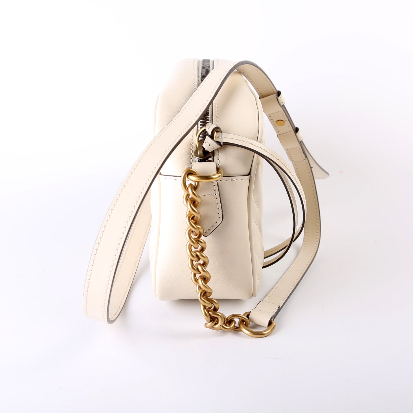Gucci Marmont Camera Leather White Small Travel Bag