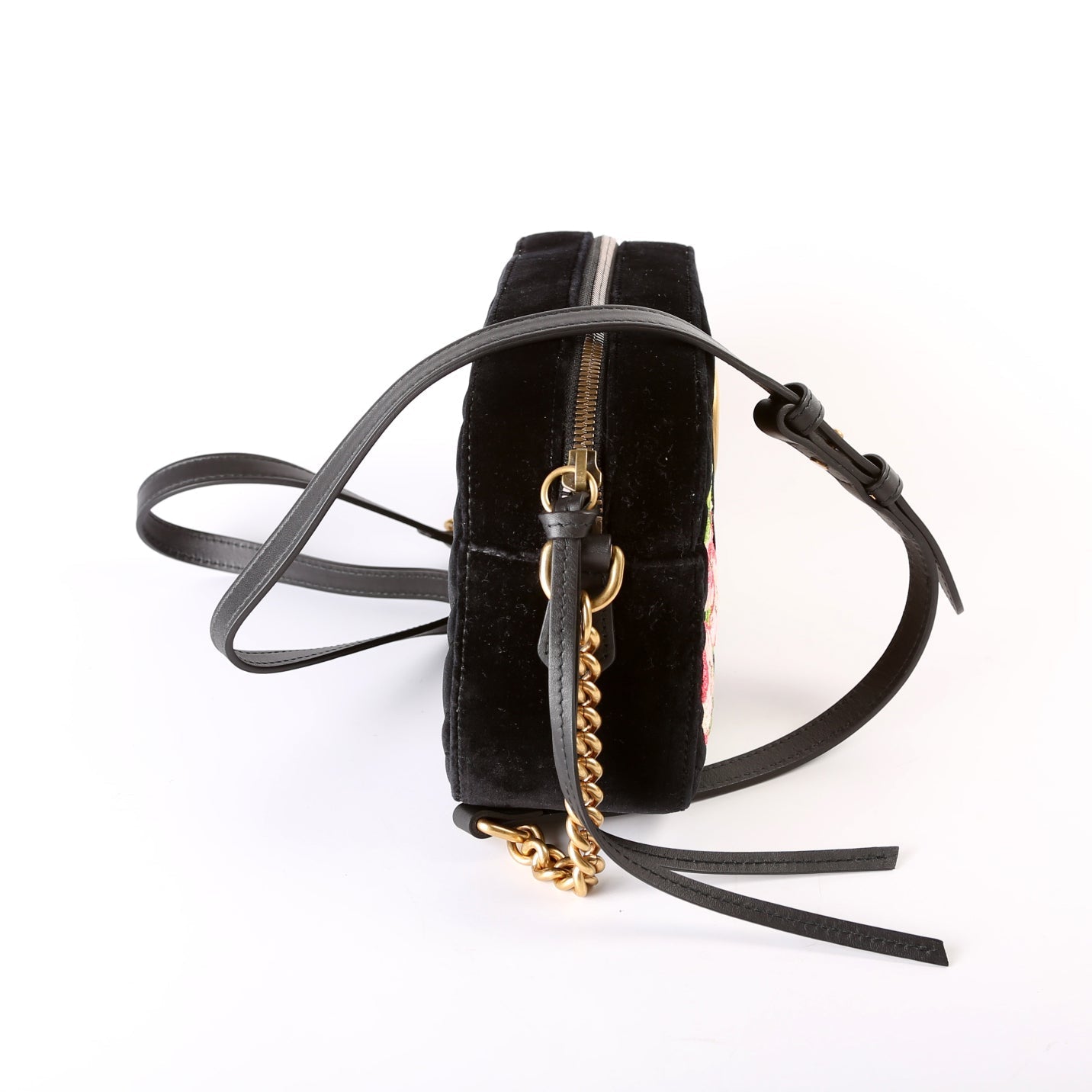 Gucci Marmont Velvet Camera Black Small Travel Bag