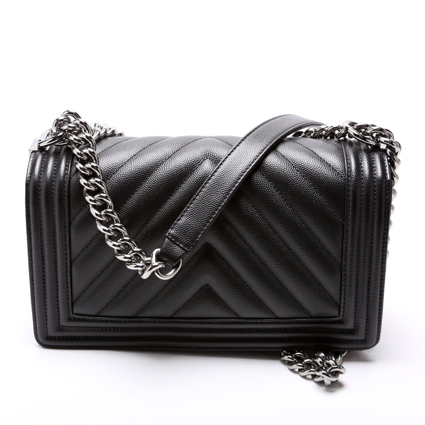 Chanel Boy Flap Chevron Caviar 25M Black Handbag