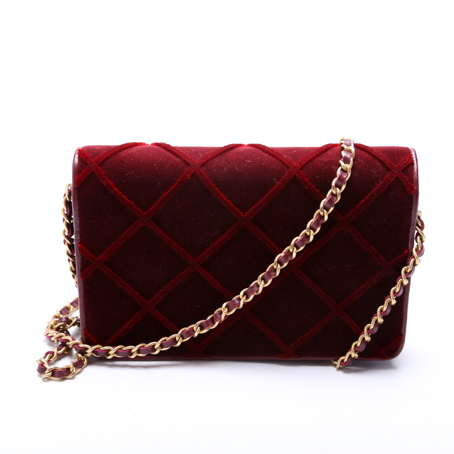 Chanel WOC 3D Quilted Velvet 24M Red Clutch Bag